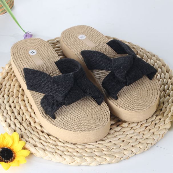 Women’s Shoes Summer Eva New Breathable Bow Round Head Women's Sandals Wear Flip Flops Flat Wedge Heel Fashion Sandals Ins_vogvips.com