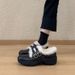 Cowhide Soft Leather Thick-soled Fluffy Small Leather Shoes Women's Velvet Warm Cotton Shoes Loafers Single Shoes_vogvips.com