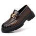 Spring New Men's Loafers Casual Leather Thick Sole Woven Derby European And American Business Trend Height Increasing_vogvips.com