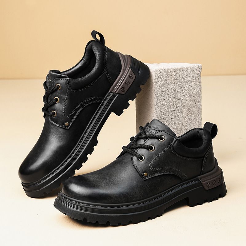 【Top Layer Cowhide】German Camel Dynamic Work Men's Genuine Outdoor Thick Sole Big Head Leather Shoes Men_vogvips.com