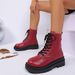 Women's plus Size Lace up Ankle Boots round Toe Thick Soled Martin Boots Autumn Style Size 43_vogvips.com