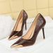 Women's Shoes Shallow Mouth Pointed Head Thin Heel Iron Head Metal Pointed Head Decorative Super High Heel Single Shoes_vogvips.com