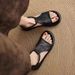 Genuine Soft Leather Sandals For Women, 2026 Summer New Style, Flat-soled, Velcro Closure, Casual Open-toe Soft-soled_vogvips.com