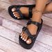 Ladies' EVA Casual Simple Buckle Flat Heel Thick Sole Set For Wearing One Word Slippers In Large Size_vogvips.com