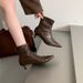 2025 New French Style Pointed Toe Short For Women, Patchwork Slim Boots, Autumn And Winter Thin Heel, Internet Celebrity_vogvips.com