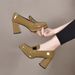 Spring And Autumn New Patent Deep Mouth Single Heel Waterproof Platform High Heels Shiny Leather Thick Sole Height_vogvips.com
