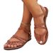 Cross-border New Plus Size Women's Shoes Toe Clip Roman One-strap Flat Cross Strap Beach Sandals Independent Station_vogvips.com