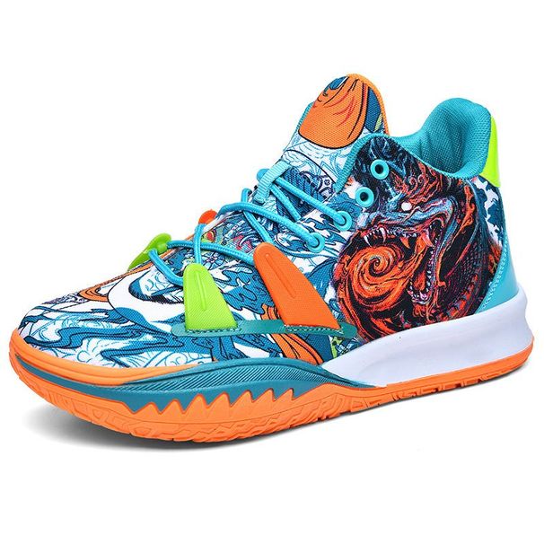 Mens Graffiti Print High Top Basketball Shoes Non Slip Cushioned Sole Breathable Upper For Sports And Training_vogvips.com