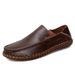 Euro Step Summer Men's Soft Large Size Casual Shoes Men Genuine Leather Top Layer Cowhide Wide Foot Business Loafers_vogvips.com