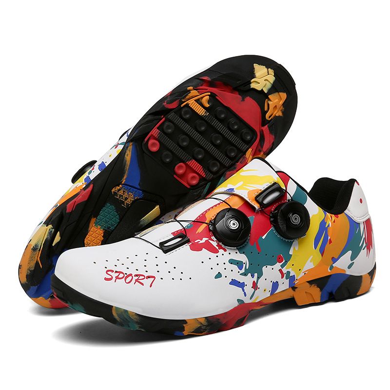 New Style Cycling Shoes With Locks, Double Buckle Lock Shoes, Men's And Women's Road Bicycle Power Shoes, Hard Bottom Mountain Bike Rubber Bottom_vogvips.com