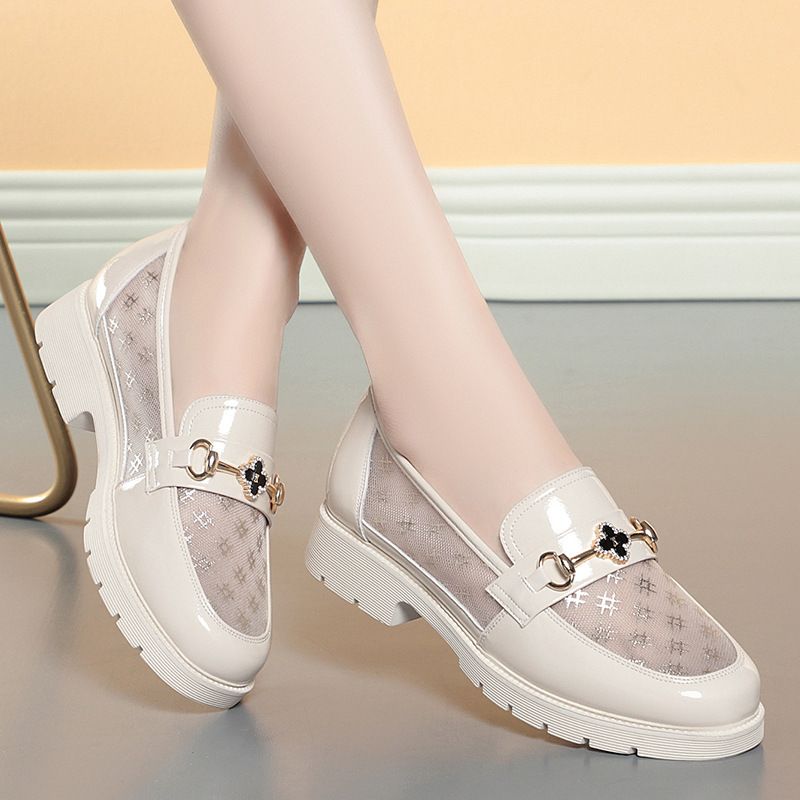 Soft Sole Summer Women's Loafers With Mesh, 2023 New Style Middle-aged And Elderly Women, Comfortable Leather Shoes For_vogvips.com