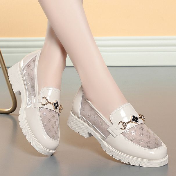 Soft Sole Summer Women's Loafers With Mesh, 2023 New Style Middle-aged And Elderly Women, Comfortable Leather Shoes For_vogvips.com