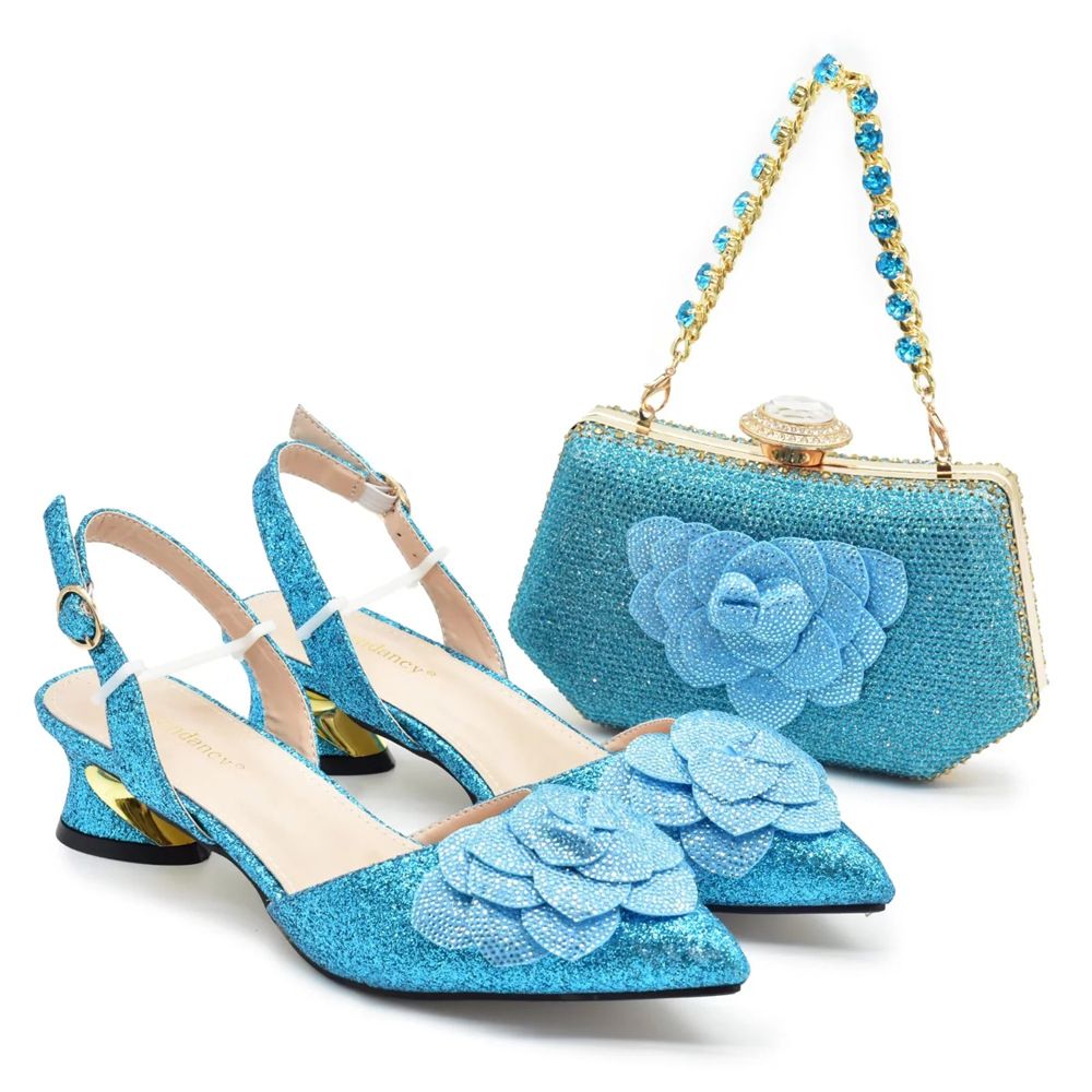 High-heeled sandals with a hard box jewel handbag set Daily party shoe bag_vogvips.com