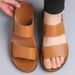 2026 NewMen's Casual Leather Slide Sandals Flat Designer Open Toe Non-Slip Slippers Black Brown Outdoor Summer Beach_vogvips.com