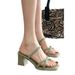 Comfortable Sandals For Women Summer 2024 New Style One Strap Backless Square Open Toe Chunky High Heel Slippers_vogvips.com