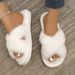 Cross Strap Women's Furry Open Toe Home Warm Cotton Slippers For Girls_vogvips.com