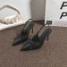 High Heels 2025 Summer New Sexy Pointed Burgundy Bowknot Closed Toe Stiletto French Style Sandals For Women_vogvips.com