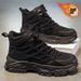 Winter Men's Shoes Fleece-Lined High-Top Martin Boots, British Retro Style, Height-Increasing, Thickened, Warm Cotton Sh_vogvips.com