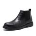 Martin Boots Men's Style Leather Side Zipper Medium Boots Black Pointed Chelsea Boots_vogvips.com