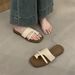Roman For Women, Flat Outdoor Slippers, 2025 Spring/Summer New Square Toe Slip-On Beach Sandals_vogvips.com
