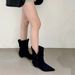 Brown Pointed Toe Slim Mid-Calf Martin Women's 2025 Autumn Winter Chunky Heel Slouch Western Cowboy Ankle Boots_vogvips.com