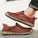 Cross-border Export Hot-selling Men's Hand-stitched Autumn Large-size Casual Shoes, Genuine Leather Slip-on Soft-soled_vogvips.com