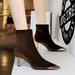 Light Luxury Women's Boots Short Boots Metal Pointed Pedicure Thin Xishi Velvet Short Boots_vogvips.com