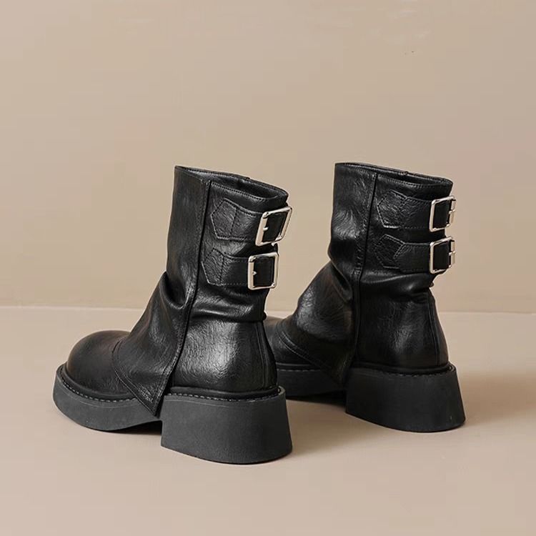 The New Maillard Pleated Trouser Boots For Women In The Autumn Of 2025.1 With Thick Soles_vogvips.com
