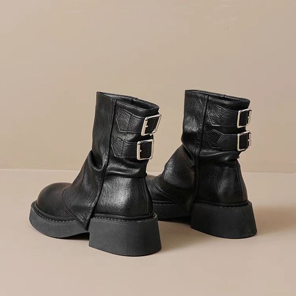 The New Maillard Pleated Trouser Boots For Women In The Autumn Of 2025.1 With Thick Soles_vogvips.com