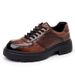 Fashion Trend Leather Men Business Casual Thick Sole Height Increasing Men's Crocodile Pattern Derby Shoes Spring New_vogvips.com
