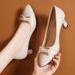 High-quality Soft 2025 Spring And Autumn New Style, Women's Mid-heel Chunky High-heeled , Casual Versatile Leather_vogvips.com
