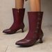 New Fashion Round Buckle Short Tube Knight Thick Medium Heel Women's 40-48 Large Size Boots_vogvips.com