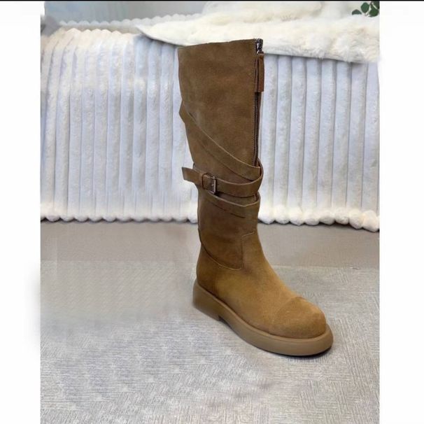 Women's Shoes Autumn And Winter New Thick Soled Strap Zipper Belt Buckle Fashion Boots High Cut Boots Women's Boots Over The Knee Two Wear Boots_vogvips.com