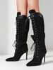 Women's Knee High Boots Pointed Toe Lace Up Stiletto Heel Shoes Motorcycle Dressy Party Luxury Fashion Winter Fall Boots_vogvips.com