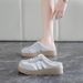 Women's Summer Outer Thick-soled Head-covering Half-slipper, Versatile Casual White Shoe, Breathable Lazy Mule Shoe_vogvips.com