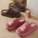 Women's Cotton Autumn And Winter, Home Use, Thick Sole, Non-Slip, Odor-Free, Couples' Fleece-Lined Winter Warm Slippers_vogvips.com