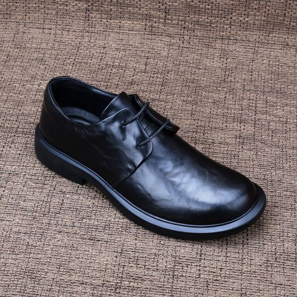 Men's 2026 New Model Breathable Retro Flat Casual Business Fashionable Versatile Men's Leather Shoes_vogvips.com