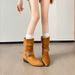 Suede Western For Women 2025 New Autumn Northwest Style Slouch With Belt Buckle Pointed Toe Chunky Heel Travel Boots_vogvips.com