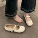 Flat Bottom Round Head Retro Student Versatile Small Leather Shoes Women's Spring And Summer Skirt French Mary Jane Single Shoes_vogvips.com