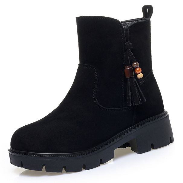 Soft Leather Warm Snow Boots For Women, New Winter With Added Fleece And Thickened Wool, Women's Short Sleeved Cotton Shoes_vogvips.com