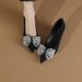 Cameido Women's Mid - Heeled Pointed - Toe Low - Cut Single - Sole Shoes With Rhinestone - Decorated Bows, Comfortable And Stylish Cat_vogvips.com