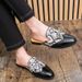 Summer Fashion Snake Pattern Half-slippers Men's Outdoor Casual Half-slippers Personalized Heel-free Slippers One-foot Pointed Toe Versatile Sandals_vogvips.com