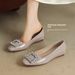 Cameido Crystal Square Buckle Flats For Women Patent Leather Elevator Shoes One Step Shallow Mouth Commuting Shoes_vogvips.com