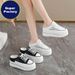 Thick-soled Netted Breadhead Slippers For Women, Summer New Style, One-piece, Heightening, No Heel, Half Slipper_vogvips.com