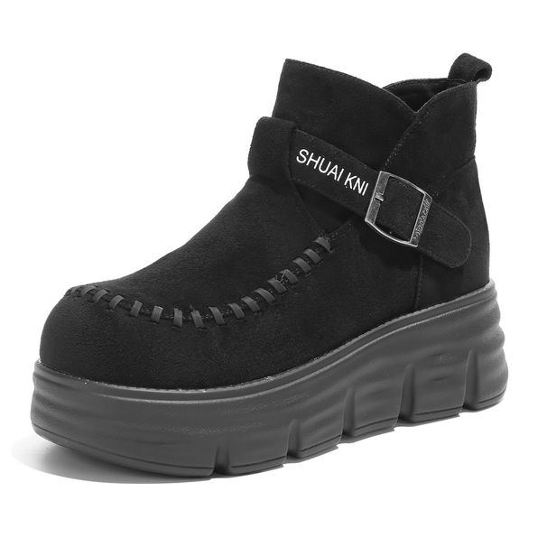 6cm Thick Sole Martin For Women 2025 Autumn Winter New British Style Retro Height-Increasing Casual Shoes Fashion_vogvips.com