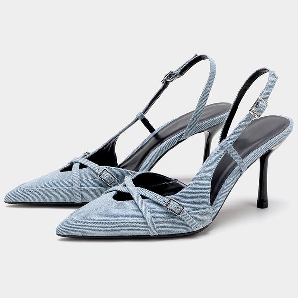 ZA Wome's Shoes Summer New Frech Style White Closed-Toe Stiletto Fashio Poited Toe Cross Strap Sexy Sadals For_vogvips.com