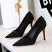 8353 European And American Velvet High Heels Women, Stiletto, Shallow Mouth, Pointed Toe, French Style Single Shoes,_vogvips.com