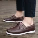 Men's Color Block Leather Boat Shoes Casual Lace Up Moccasins Non Slip Deck Loafers For Summer Daily Wear_vogvips.com