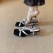 French-style High-end Women's Unique Heel Design Silver Square Toe Rhinestones, Perfect With A Dress, Open-toe Back_vogvips.com