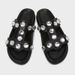 Women's Black Rhinestone Embellished Flat Sandals Fashionable Casual Slippers with Thick Sole And Racerback Design Summer Arrival_vogvips.com